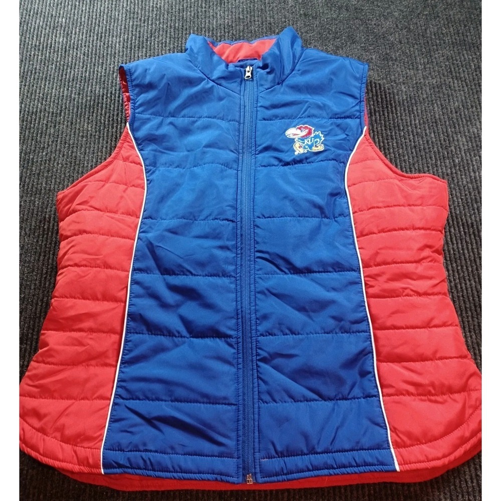 Kansas Jayhawks G-III Sports By Carl Banks Puffer Vest Adult XL Full-Zip EUC